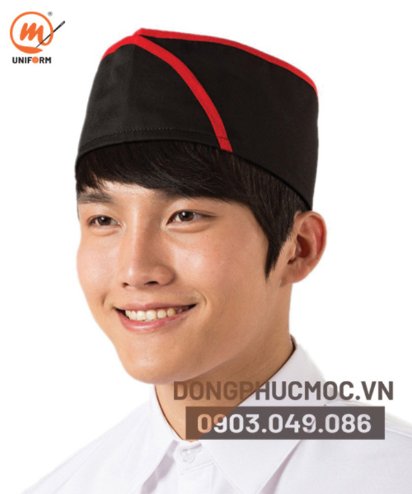 Hình ảnh chiếc mũ đầu bếp logo vải được thiết kế tại Mộc