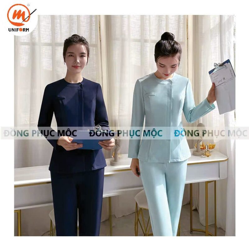 Đồng phục spa màu xanh tại Đồng Phục Mộc