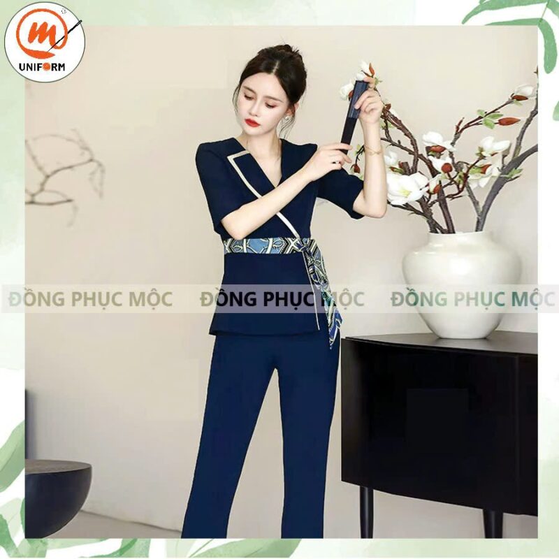 Đồng phục spa màu xanh tại Đồng Phục Mộc
